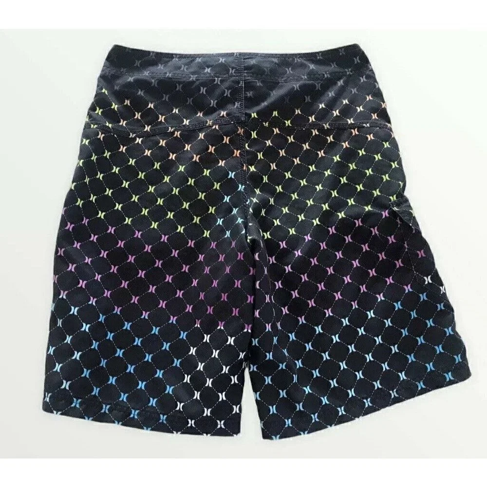 Hurley Black Pink Blue Orange Logo Print Boardshorts 32